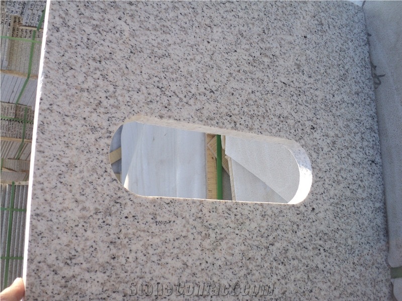 White Granite Types Materials Bath Tops,Vanity Tops,Countertops,Edge Bullnose Polished Under Hole with Splash Bathroom Tops
