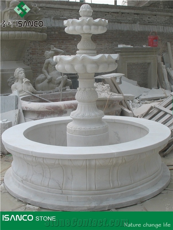 White Marble Garden Fountains Custom Sculptured Fountains Marble Exterior Fountains Water Features Hand Carved Fountains for Garden Decoration