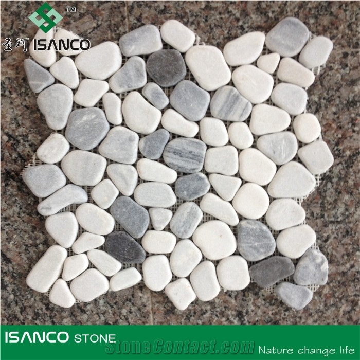 White Marble Tumbled Mosaic, China White Pebble Mosaic, Wall/Floor Mosaic