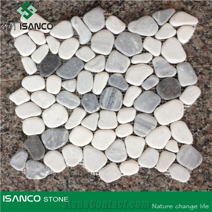 White Marble Tumbled Mosaic, China White Pebble Mosaic, Wall/Floor Mosaic