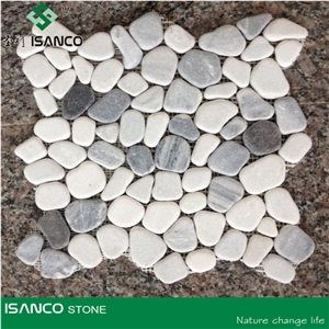 White Marble Tumbled Mosaic, China White Pebble Mosaic, Wall/Floor Mosaic