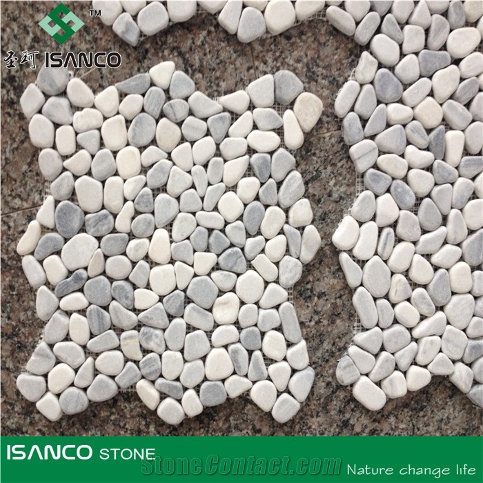 White Marble Tumbled Mosaic, China White Pebble Mosaic, Wall/Floor Mosaic