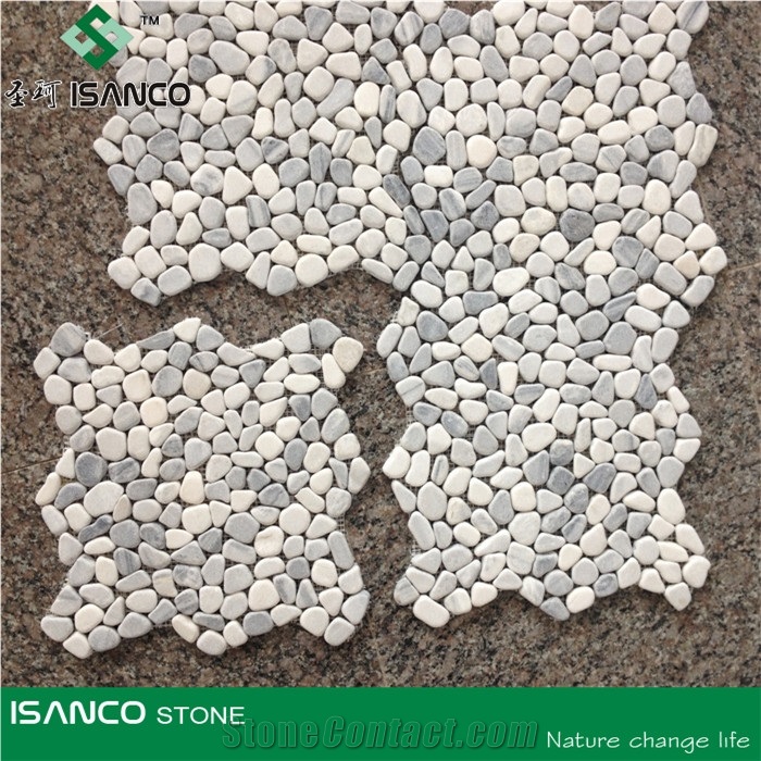 White Marble Tumbled Mosaic, China White Pebble Mosaic, Wall/Floor Mosaic
