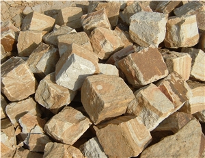 Yellow Wood Grain Sandstone Cube Stone, China Beige Sandstone Floor Covering, Sandstone Floor Pavers & Cobble Stone