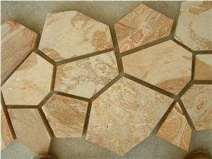 Yellow Wood Grain Sandstone Cube Stone, China Beige Sandstone Floor Covering, Sandstone Floor Pavers & Cobble Stone
