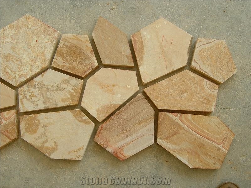 Yellow Wood Grain Sandstone Cube Stone, China Beige Sandstone Floor Covering, Sandstone Floor Pavers & Cobble Stone
