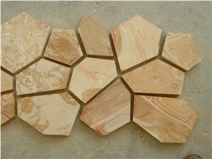Yellow Wood Grain Sandstone Cube Stone, China Beige Sandstone Floor Covering, Sandstone Floor Pavers & Cobble Stone