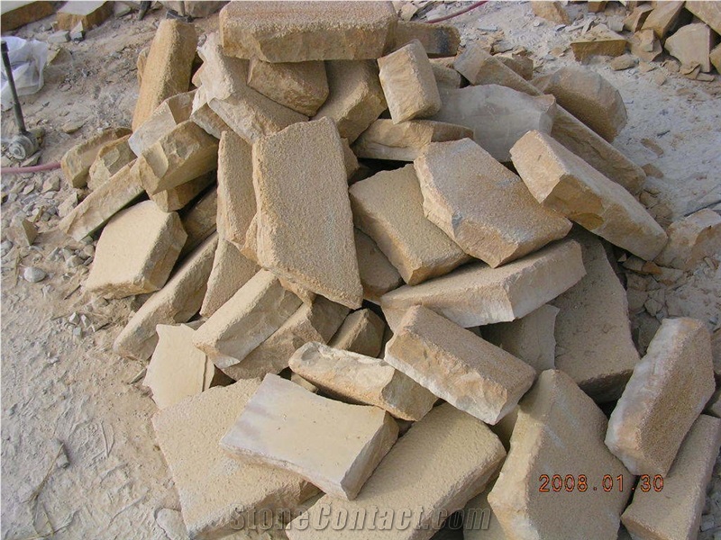 Yellow Wood Grain Sandstone Indiscriminate Stone, China Beigesandstone Floor Covering,Sandstone Floor Pavers & Cobble Stone