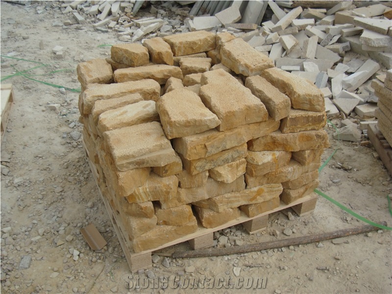 Yellow Wood Grain Sandstone Indiscriminate Stone, China Beigesandstone Floor Covering,Sandstone Floor Pavers & Cobble Stone