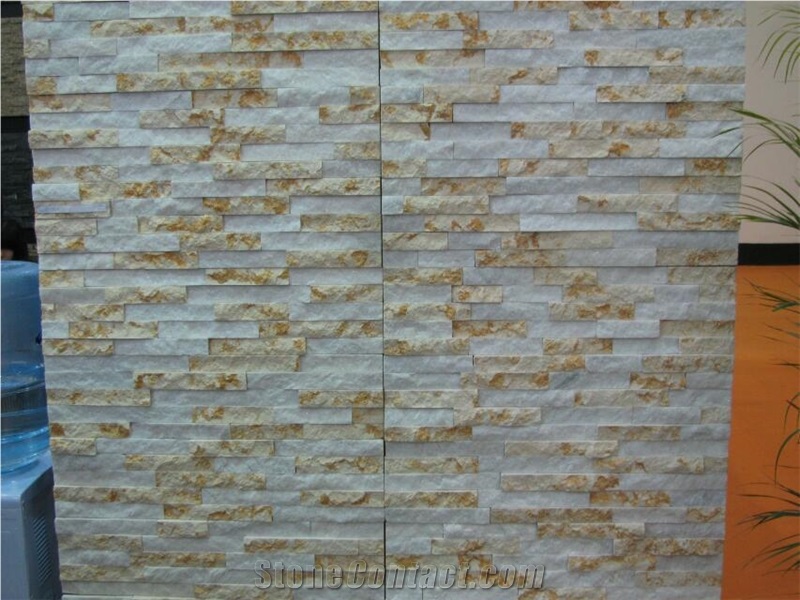 Sunny Yellow Marble Split Face Culture Stone Wall Decor