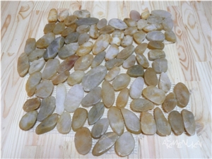 Marble Amber 300x300mm Pebble Mosaic on Grid