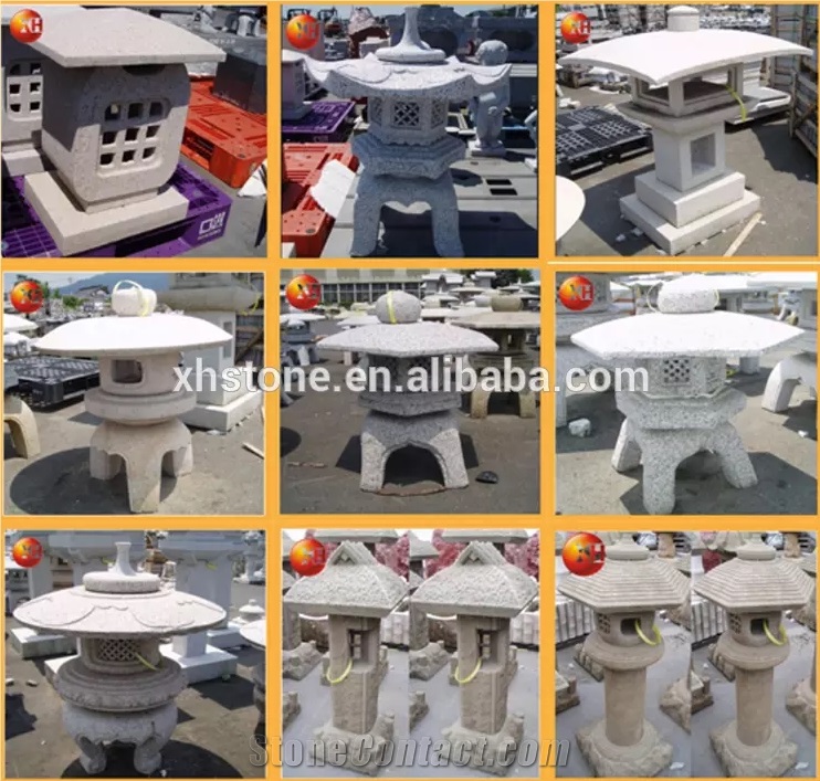 Chinese Yukimi Style Hand Made Nutural Granite Desk Lantern