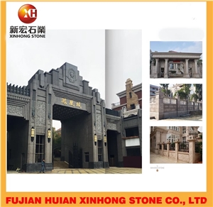 High Quality Black Stone Wall Fence and Handrails