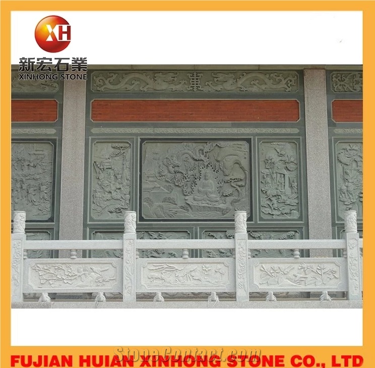 Natural Carved White Stone Fence Columns and Stone Balustrade