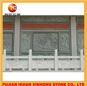Natural Carved White Stone Fence Columns and Stone Balustrade