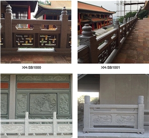 Natural Carved White Stone Fence Columns and Stone Balustrade