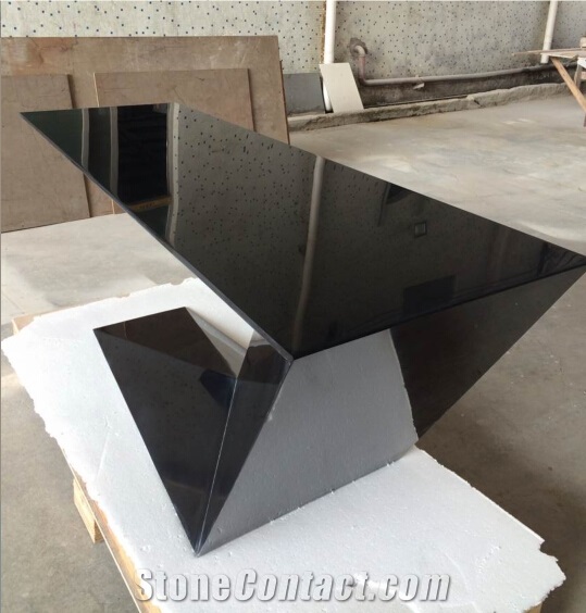 High End Marble Top White Gloss Manmade Stone Office Desk/Modern Black Office Desk