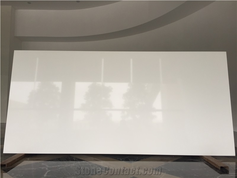 Artificial Quartz Stone Bs1000 Super White Solid Surfaces Polished Slabs & Tiles Engineered Stone for Hotel Kitchen Bathroom Counter Top Walling Panel Environmental Building Materials