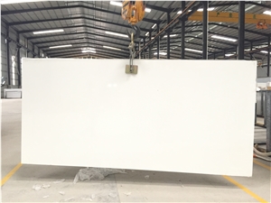 Artificial Quartz Stone Bs1000 Super White Solid Surfaces Polished Slabs & Tiles Engineered Stone for Hotel Kitchen Bathroom Counter Top Walling Panel Environmental Building Materials