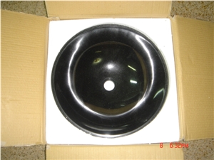 Natural Stone Bathroom Wash Sinks, Kitchen Vessel Round Basins, Black Granite Round Sink, Outdoor & Indoor Polished Surface Wash Bowls Oval Basins