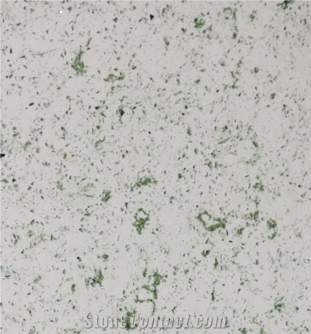 Artificial Green Crystal Quartz Stone Tiles and Slabs, Green Crystal Engineered Quartz Stone
