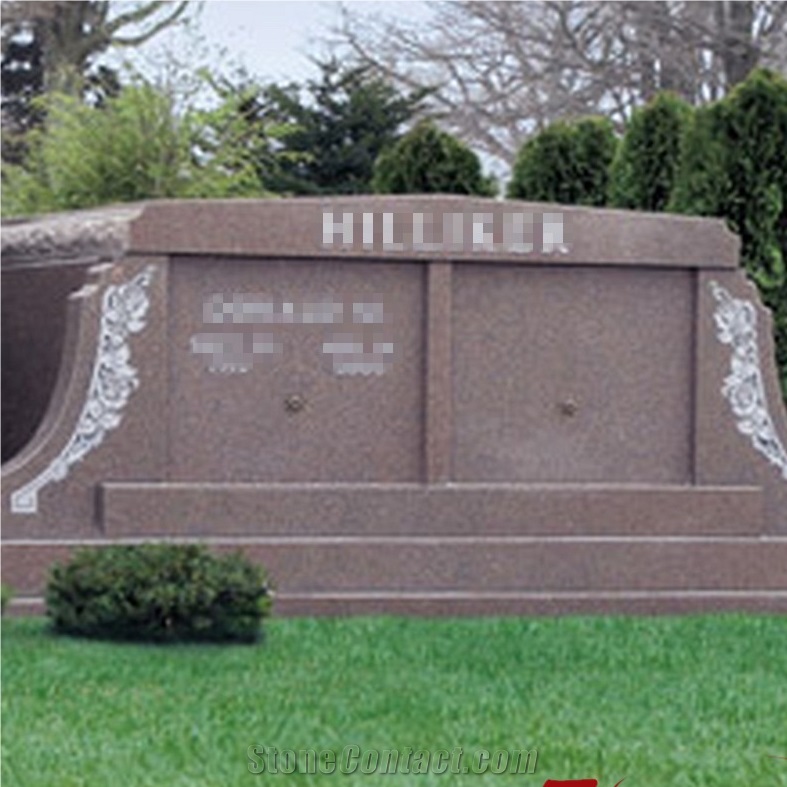 Double Usage G648 Pink Granite Mausoleums Cemetery Crypts