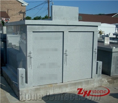 Double Usage G648 Pink Granite Mausoleums Cemetery Crypts