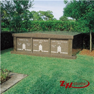 Double Usage G648 Pink Granite Mausoleums Cemetery Crypts