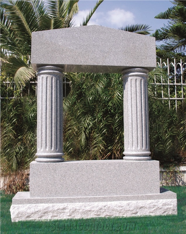 Good Quality Column Arch Design Sesame White/ G603 Granite Tombstone Design/ Upright Monuments/ Headstones/ Western Style Tombstones/ Single Monuments/