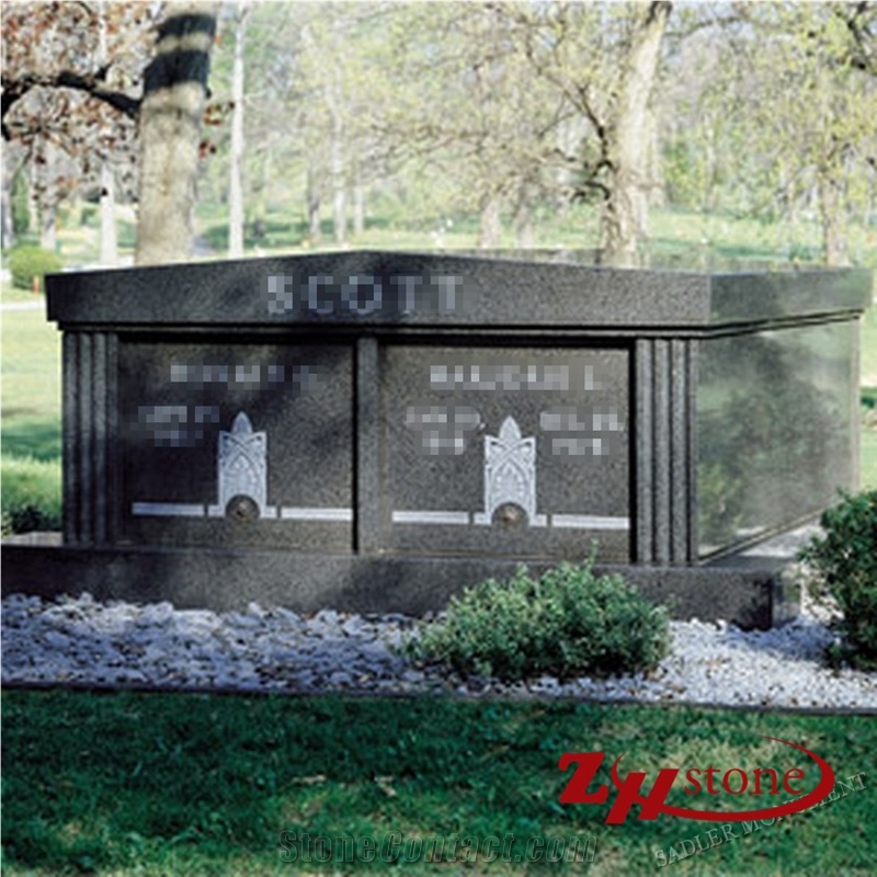 Good Quality Column Arch Design Sesame White/ G603 Granite Tombstone Design/ Upright Monuments/ Headstones/ Western Style Tombstones/ Single Monuments/