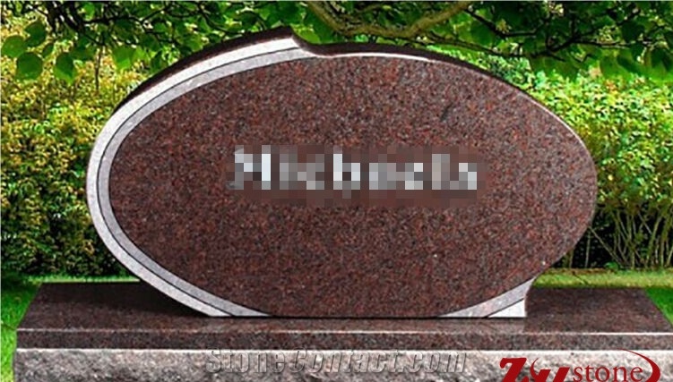 Good Quality Polished Oval Design Dakota Mahogany Granite Tombstone Design/ Western Style Monuments/ Upright Monuments/ Headstones/ Monument Design
