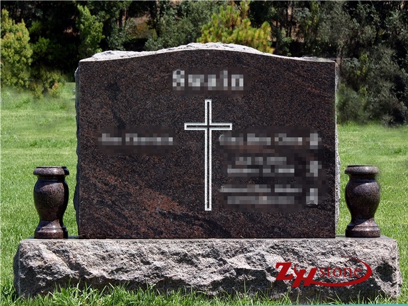 Good Quality Polished Oval Design Dakota Mahogany Granite Tombstone Design/ Western Style Monuments/ Upright Monuments/ Headstones/ Monument Design