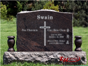 Good Quality Polished Oval Design Dakota Mahogany Granite Tombstone Design/ Western Style Monuments/ Upright Monuments/ Headstones/ Monument Design