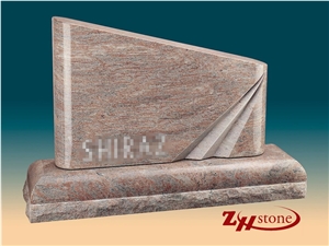 Good Quality Polished Oval Design Dakota Mahogany Granite Tombstone Design/ Western Style Monuments/ Upright Monuments/ Headstones/ Monument Design
