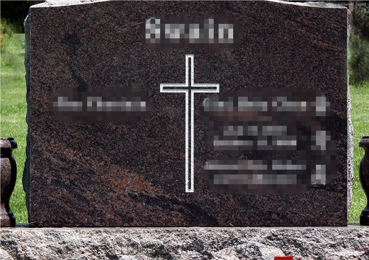 Good Quality Traditional Serp Top with Cross Engraving Aurora Granite Tombstone Design/ Western Style Monuments/ Upright Monuments/ Headstone/ Monument Design