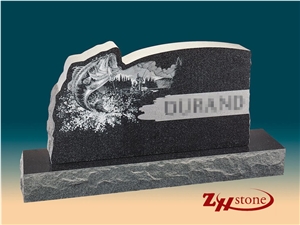 Good Quality Traditional Serp Top with Cross Engraving Aurora Granite Tombstone Design/ Western Style Monuments/ Upright Monuments/ Headstone/ Monument Design