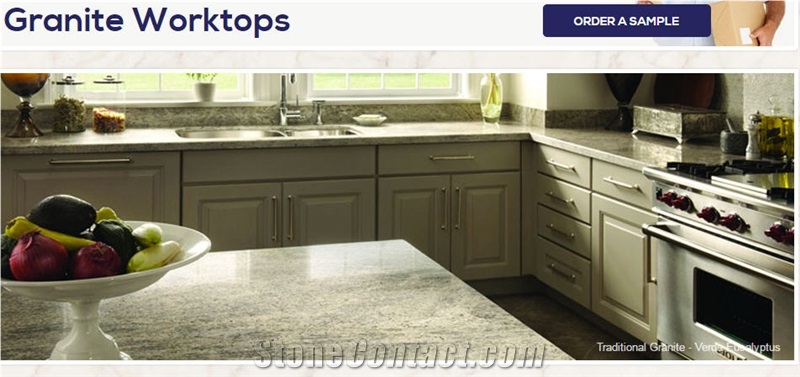 Verde Eucalipto - Verde Eucalyptus Granite Traditional Kitchen Countertop