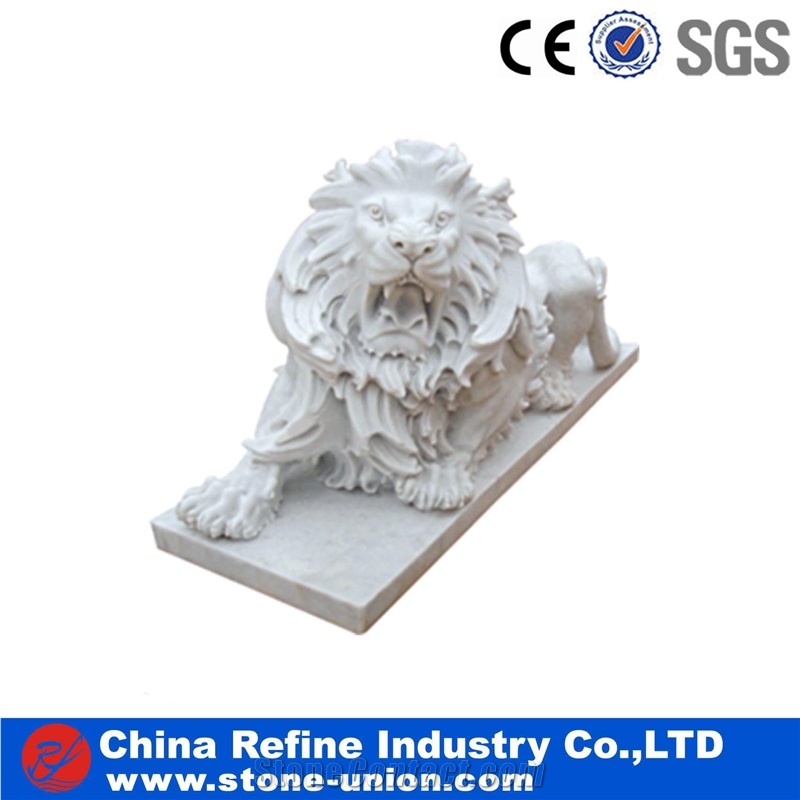 Animal Sculptures Lion Statue, Pure White Animal Sculptures