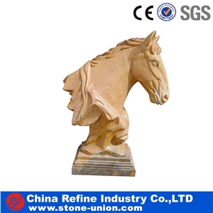 Beige Horse Statue, Yellow Marble Statues, Animal Sculptures