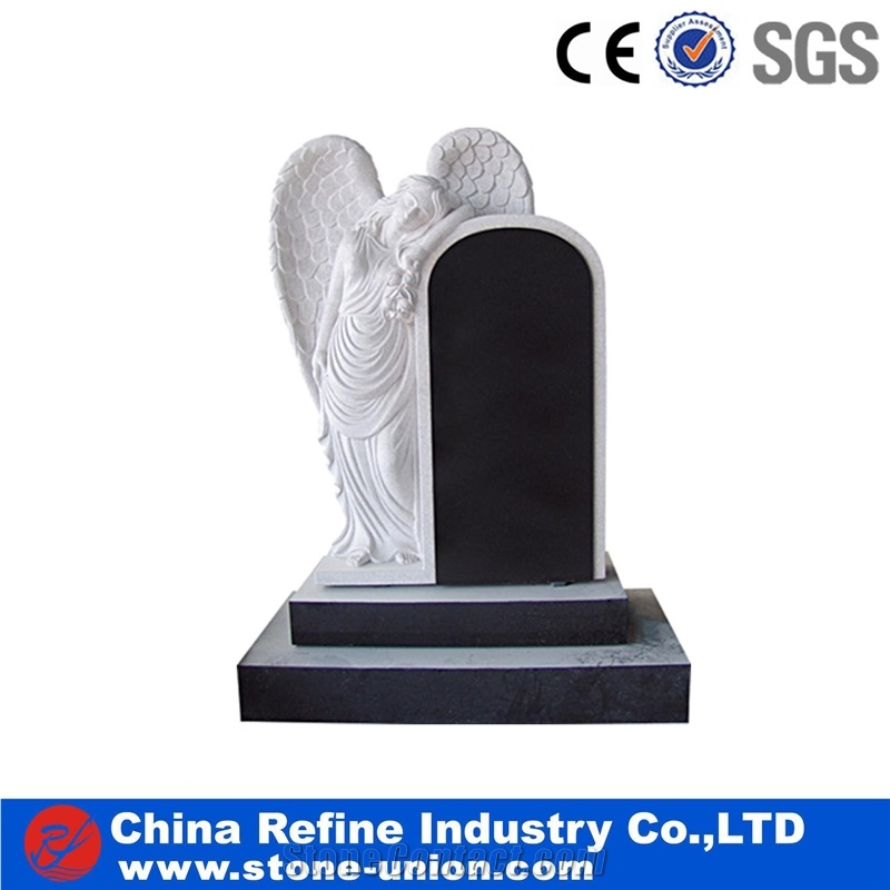 China Black Granite Carving Headstones, Cemetery Engraved Tombstones, Custom Tombstone Monument Design, Western European Style Single Monuments, Memorial Natural Stone Gravestones