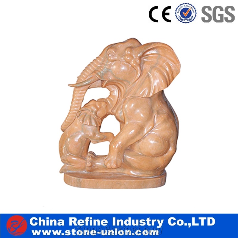 Elephant Sculpture, Beige Marble Sculpture,Garden Animal Sculptures,Handcarved Animal Sculptures