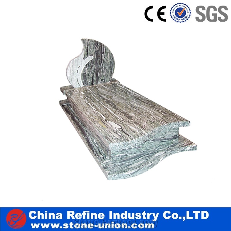 European Style Headstone for Cemetery, Carving Single Tombstone Monument Design, Natural Stone Engraved Gravestone