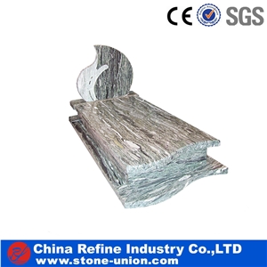 European Style Headstone for Cemetery, Carving Single Tombstone Monument Design, Natural Stone Engraved Gravestone