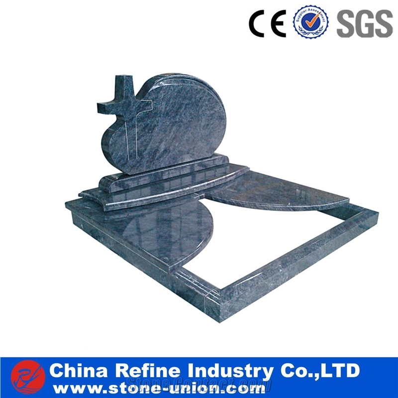European Style Headstone for Cemetery, Carving Single Tombstone Monument Design, Natural Stone Engraved Gravestone