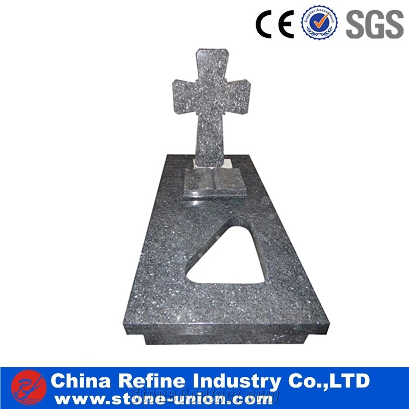 European Style Headstone for Cemetery, Carving Single Tombstone Monument Design, Natural Stone Engraved Gravestone