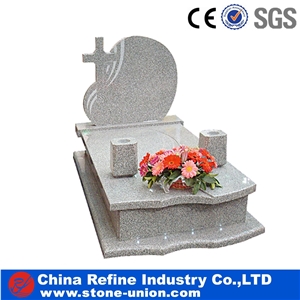 European Style Headstone for Cemetery, Carving Single Tombstone Monument Design, Natural Stone Engraved Gravestone
