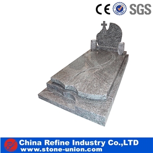 European Style Headstone for Cemetery, Carving Single Tombstone Monument Design, Natural Stone Engraved Gravestone