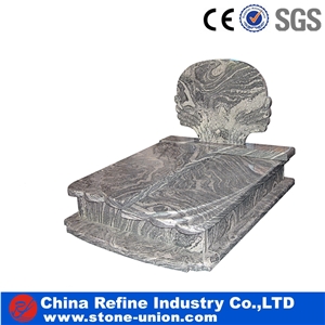 Grey Granite Cemetery Carving Headstones,Stone Engraved Tombstones, Western Style Single Monuments, Memorial Gravestones, Custom Tombstone Monument Design