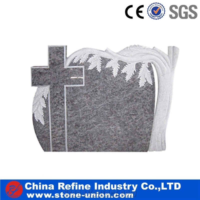Grey Granite Cemetery Carving Headstones,Stone Engraved Tombstones, Western Style Single Monuments, Memorial Gravestones, Custom Tombstone Monument Design