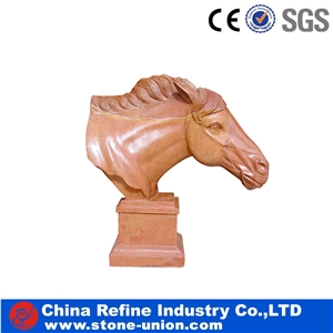 Horse Animal Sculptures Stone Cavings Stone Sculptures, Marble Multicolor Animal Sculptures